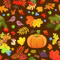 Obraz na płótnie Canvas colorful seamless texture with forest autumn elements