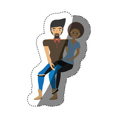 loving couple carrying girl romance shadow vector illustration eps 10