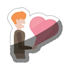 cartoon man with bubble heart speak shadow vector illustration eps 10