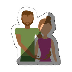 couple ethnic relationship shadow vector illustration eps 10
