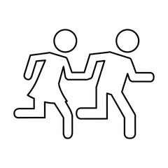 couple running silhouette icon vector illustration design