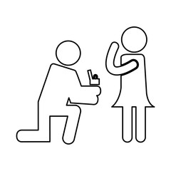 Man asking for commitment silhouette vector illustration design