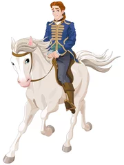 Zelfklevend Fotobehang Prince Charming riding a horse © Anna Velichkovsky