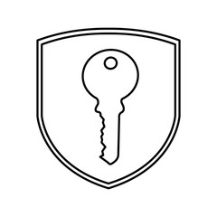 shield insurance with key isolated icon vector illustration design