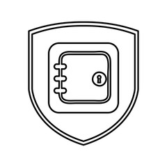 shield insurance with safe box isolated icon vector illustration design