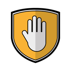 shield insurance with hand stop isolated icon vector illustration design