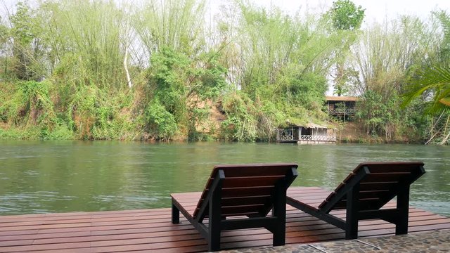 River and Mountain view in Southeast Asia, River Kwai, Kanchanaburi, Thailand