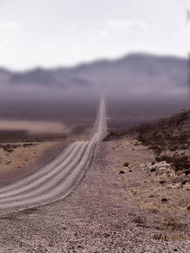 Desert road into nothingness