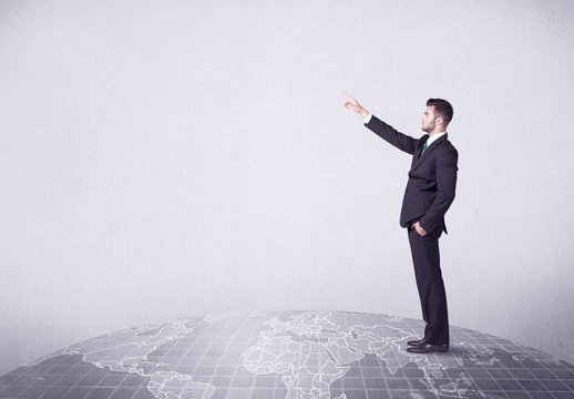 man standing in front of city landscape