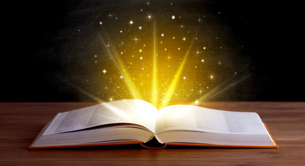 Yellow lights over book