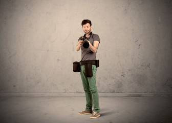 Hobby photographer holding camera
