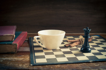 still life chess on board ,concept business game