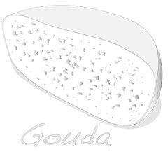 Isolated Gouda cheese on a white background