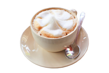 Hot coffee cappuccino isolation on white