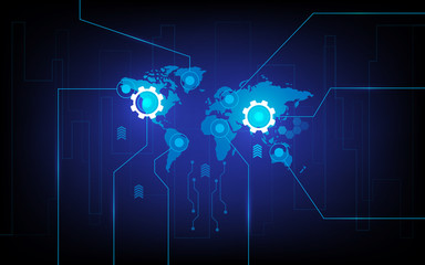 Modern technology world map communication