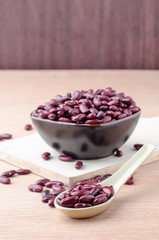 Grains Red bean on wood background