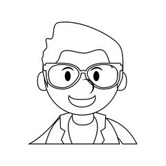 Obraz na płótnie Canvas man with glasses cartoon icon over white background. vector illustration