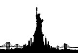 New York City skyline with Statue of liberty Vector
