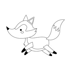 cute fox cartoon icon over white background. vector illustration