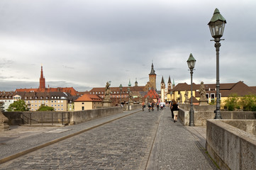 Fototapeta na wymiar Wuerzburg, Germany - silhouette of the old town