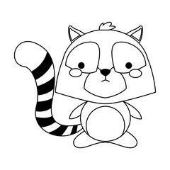 cute raccoon icon over white background. vector illustration