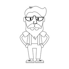 man with beard and glasses icon over white background. hipster style concept. vector illustration