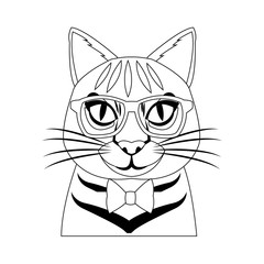 cat with glasses icon over white background. hipster style concept. vector illustration