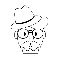 man with beard and glasses icon over white background. hipster style concept. vector illustration