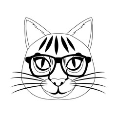 cat with glasses icon over white background. hipster style concept. vector illustration