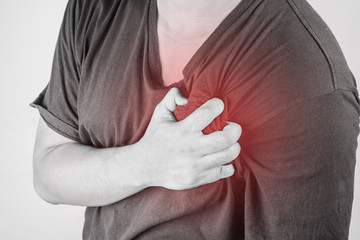 chest injury in humans .chest pain,joint pains people medical, mono tone highlight at chest