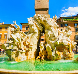 Fragment of a fountain of four rivers on the area of Navona. Rome