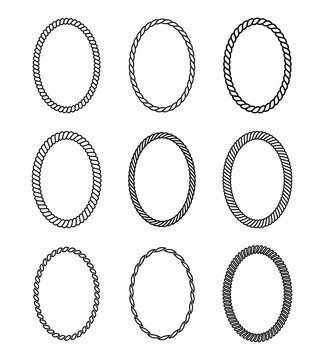 Vector rope set of oval frames.