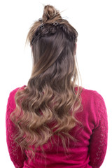 Woman with curls from back