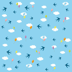 シームレスパターン　ツバメ