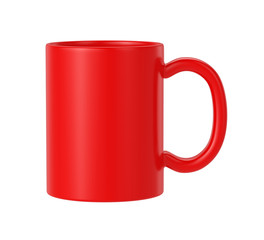 red ceramic mug on white background, 3D Rendering