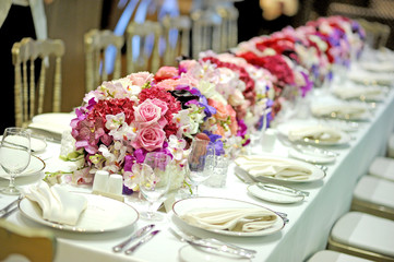 table set for a wedding dinner