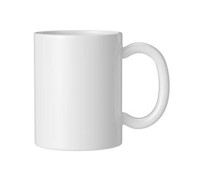 white ceramic mug on white background, 3D Rendering