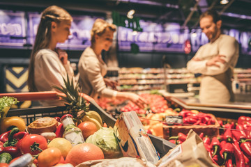 Family at the supermarket