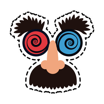 crazy googly eyes with nose and mustache toy costume icon image vector illustration design 