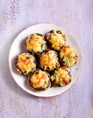 Mushrooms stuffed with rice, herbs