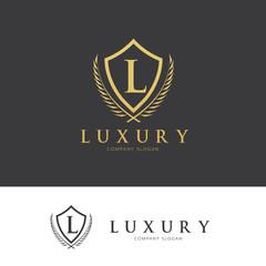 Luxury logo design template, Crest design for hotel logo , real estate logo, security logo, premium brand identity.