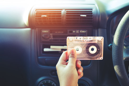 Affichage De La Radio-cassette De Voiture Rétro Photo stock