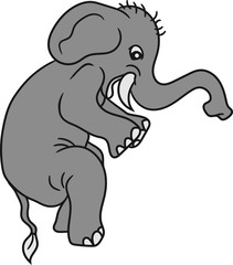 Obraz premium gehen schleichen laufen klein elefant lustig comic cartoon spaß lachen