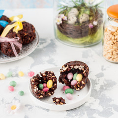 Easter Chocolate and Puffed Wheat Egg with Surprise