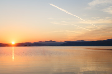 beautiful sunrise on the lake