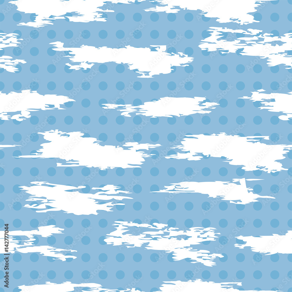 Poster vector seamless pattern of white abstract cloudlike shapes