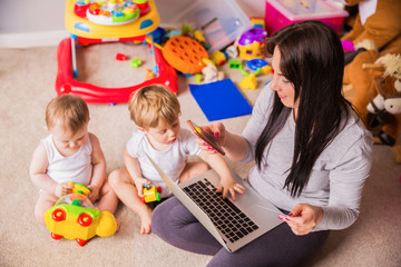busy mom with credit card