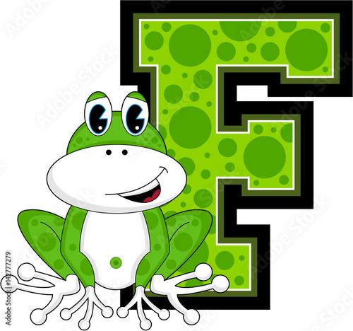 “F is for Frog Alphabet Learning Illustration” Stock image and royalty
