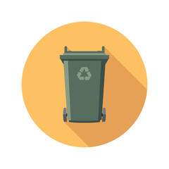 vector flat recycling wheelie bin icon