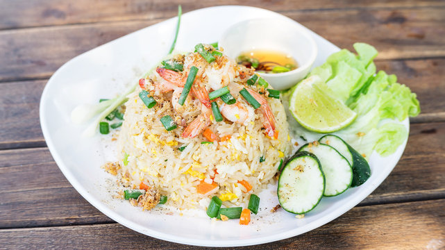 Fried rice with shrimp, (Thai food).